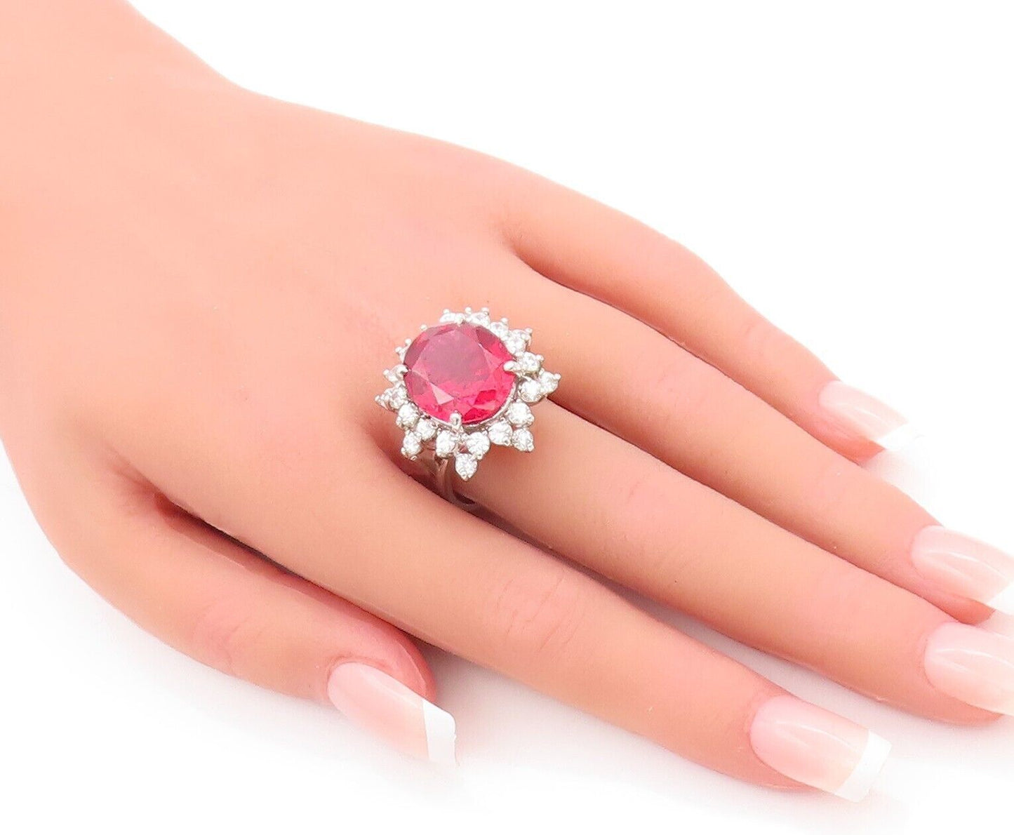 925 Sterling Silver Vintage Ring Designer Floral Beaded Two Tone CZ Sz 8 RG28191