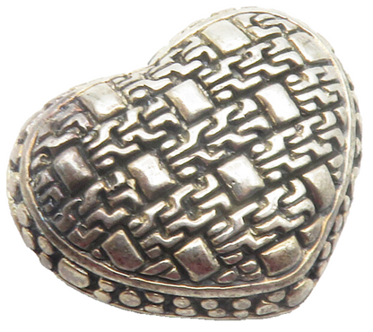 925 Sterling Silver  Vintage Dark Tone Pattern Love Heart Dome Pendant  PT9570