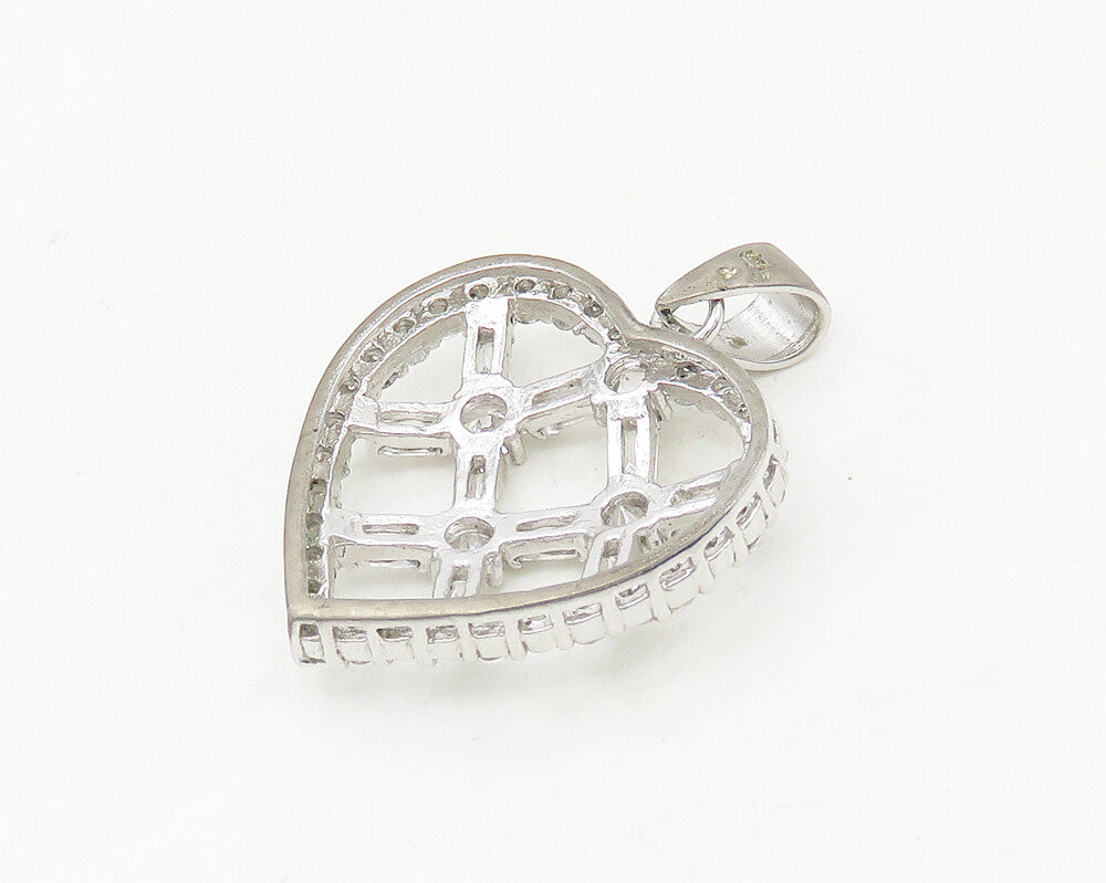 925 Sterling Silver  Sparkling Cubic Zirconia Love Heart Pendant  PT14065