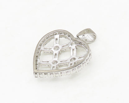 925 Sterling Silver  Sparkling Cubic Zirconia Love Heart Pendant  PT14065