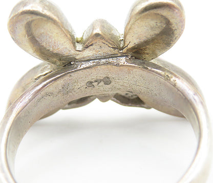 925 Silver  Vintage Mother Of Pearl Butterfly Cocktail Ring Sz 5.5  RG8419