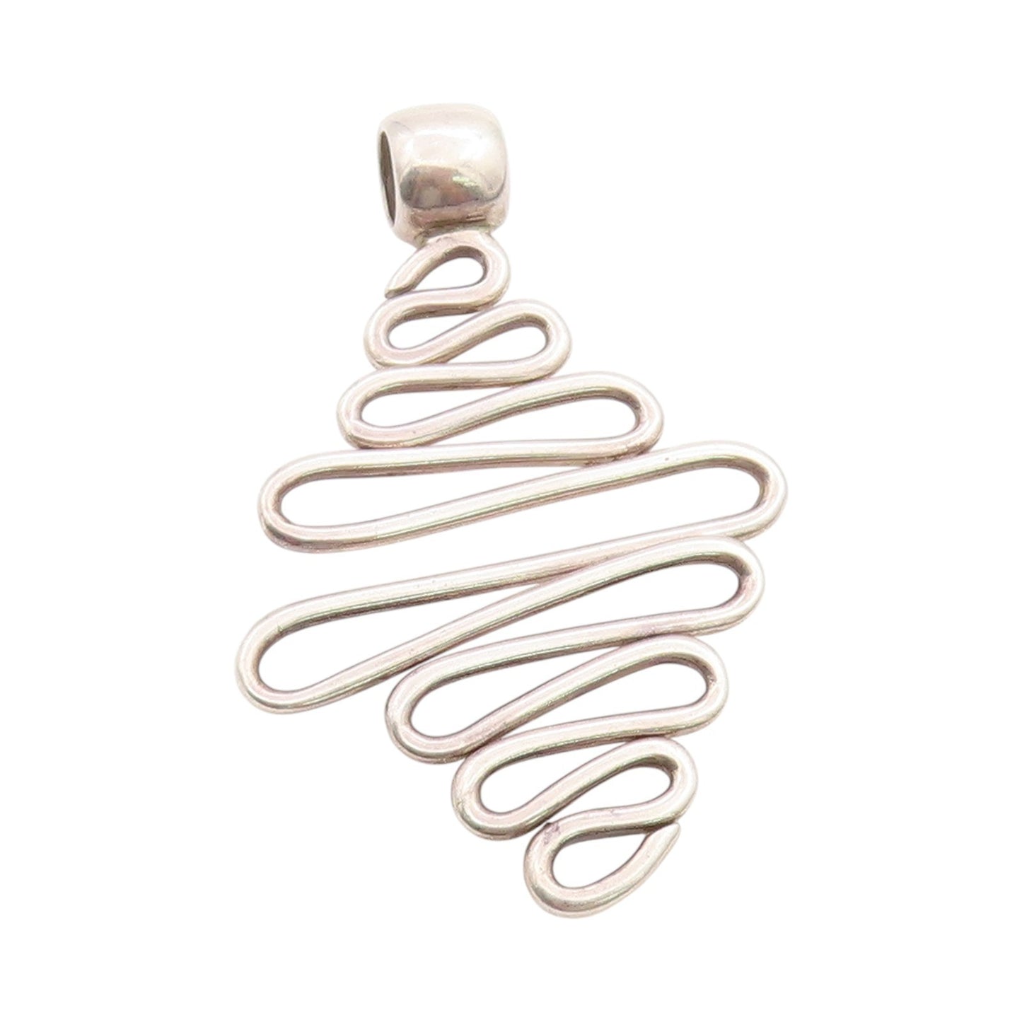 925 Sterling Silver Vintage Pendant MEXICO Modernist Wavy Design Cutout  PT24644