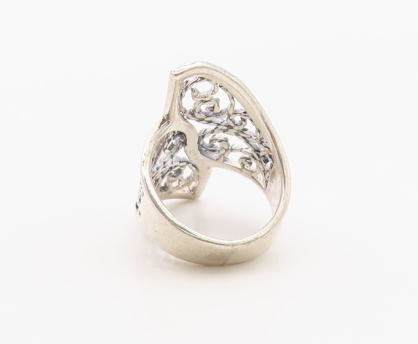 925 Sterling Silver Vintage Ring Classic Openwork Floral Vine Band Sz 6 RG36316