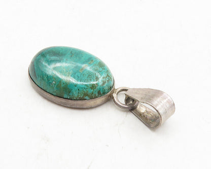 925 Sterling Silver  Vintage Antique Cabochon Cut Chrysocolla Pendant  PT7446
