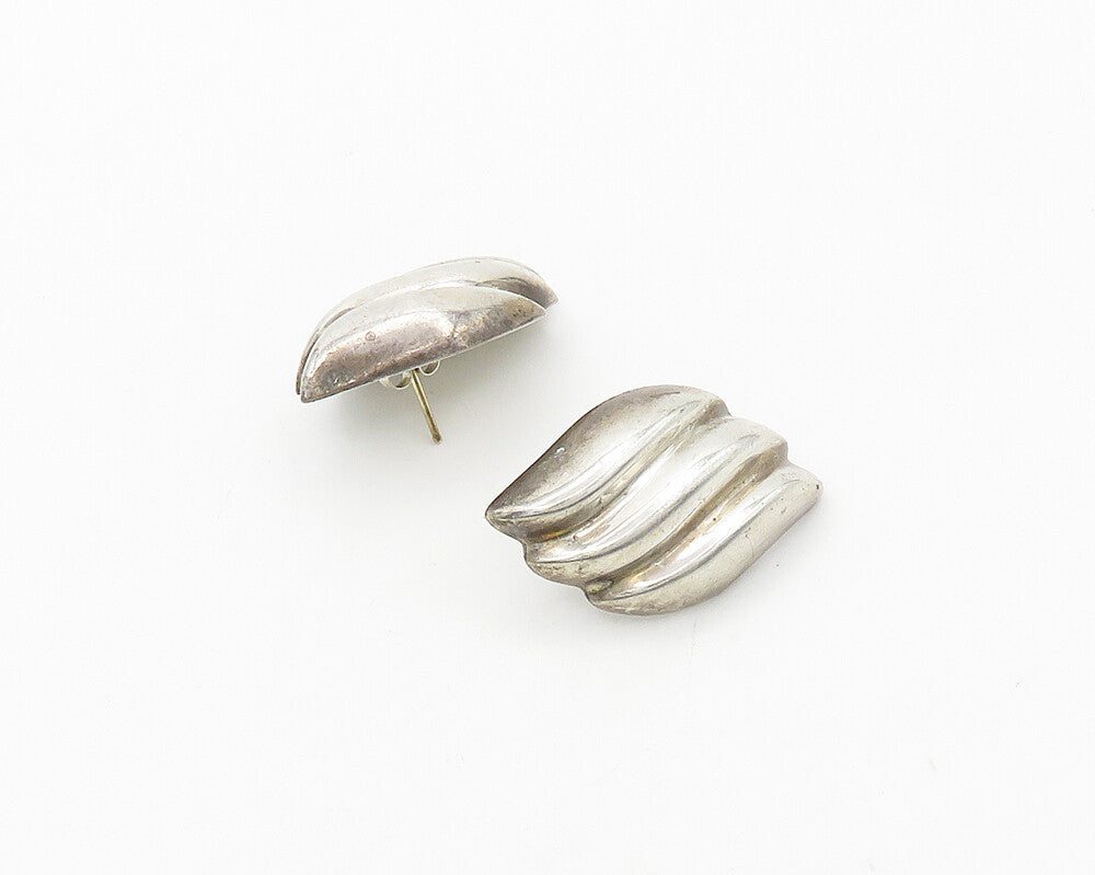 BAYANIHAN 925 Silver & 14K GOLD  Vintage Fluted Shiny Drop Earrings  EG9226