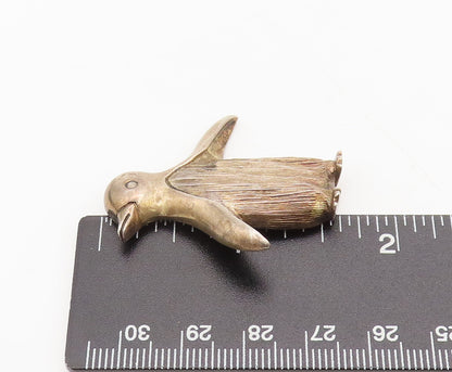 BREAKELL 925 Silver  Vintage Solid Carved Walking Penguin Brooch Pin  BP10386