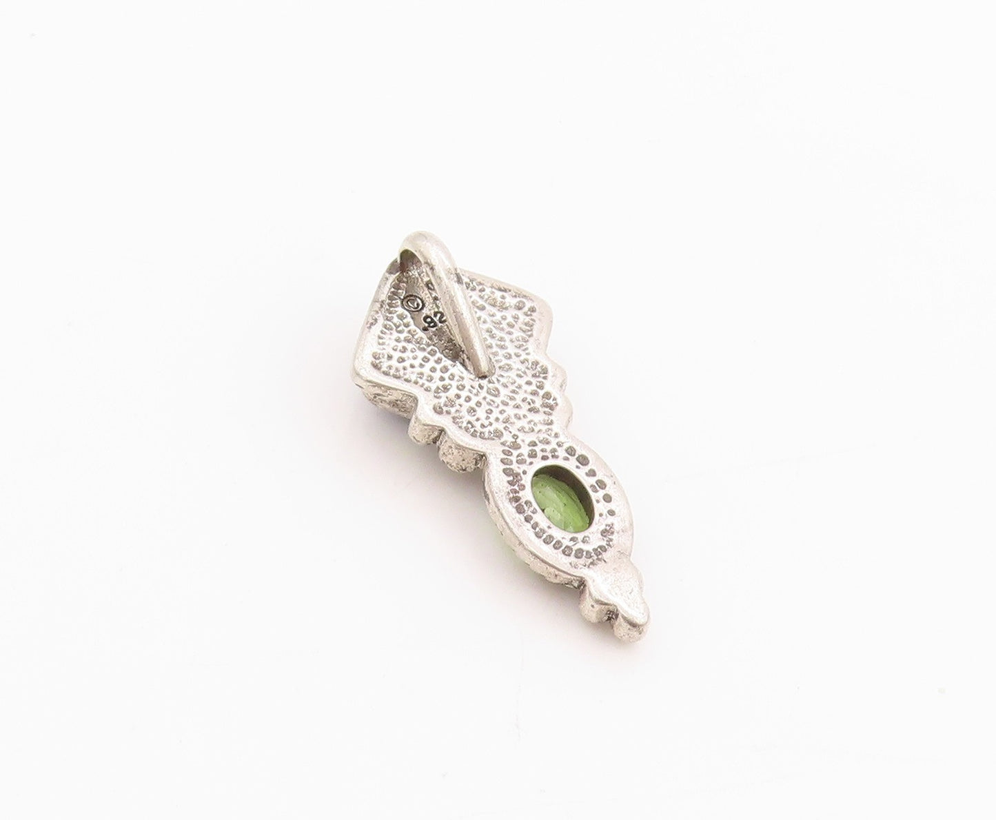 925 Sterling Silver Vintage Pendant Antique Gemstone & Peridot Roped  PT24455