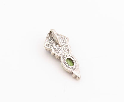 925 Sterling Silver Vintage Pendant Antique Gemstone & Peridot Roped  PT24455