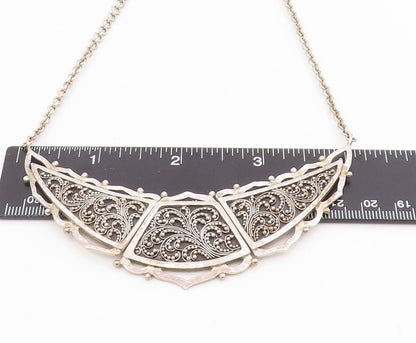 925 Sterling Silver Vintage Necklace LOIS HILL Intricate Scrollwork Chain NE4750