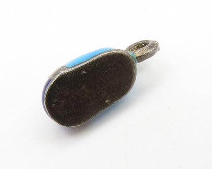 925 Sterling Silver  Vintage Enamel Coated Love Heart Shoe Pendant  PT11377