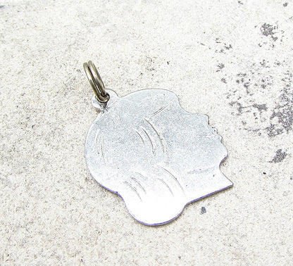 925 Sterling Silver  Girl Face Profile Charm Pendant  PT1743