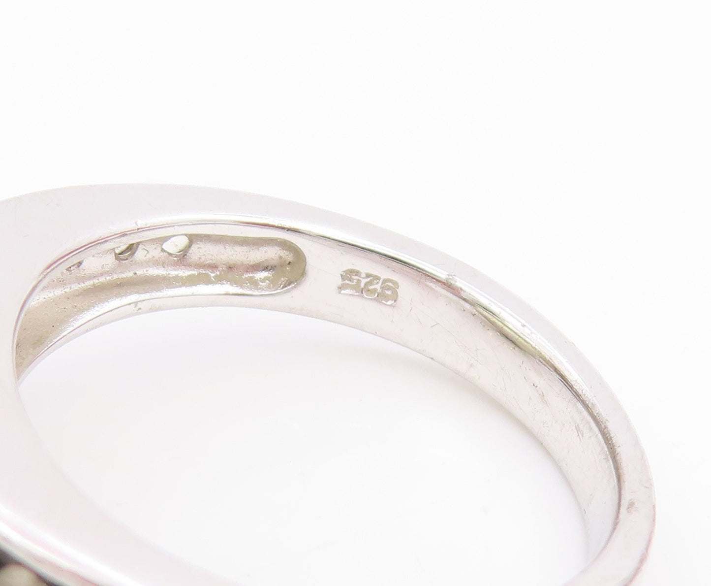 925 Sterling Silver Vintage Ring Large Lemon Citrine & CZ Band  Sz 9  RG34436