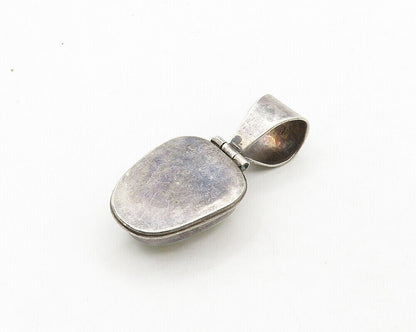 925 Sterling Silver  Vintage Shiny Dichroic Glass Art Drop Pendant  PT15529