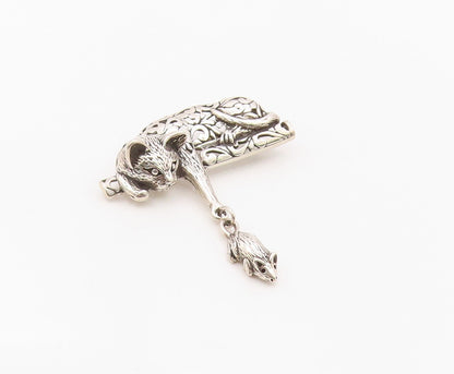 925 Sterling Silver Vintage Brooch Pin JEZALINE Cat With Swinging Mouse  BP12549