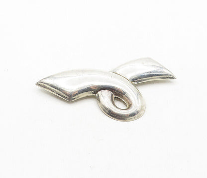 MEXICO 925 Sterling Silver  Vintage Swirled Ribbon Motif Brooch Pin  BP1470