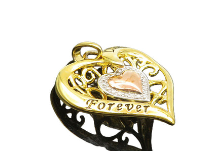 925 Sterling Silver  Genuine Diamond Gold Plated Love Heart Pendant  PT7730