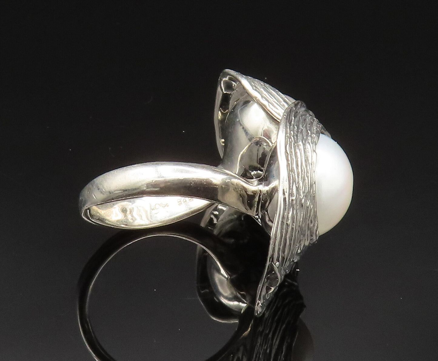 HAGIT GORALI 925 Silver  Vintage Double Mother Of Pearl Ring Sz 7  RG24603