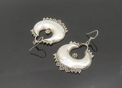 925 Sterling Silver  Vintage Shiny Floral Heart Detail Drop Earrings  EG9896