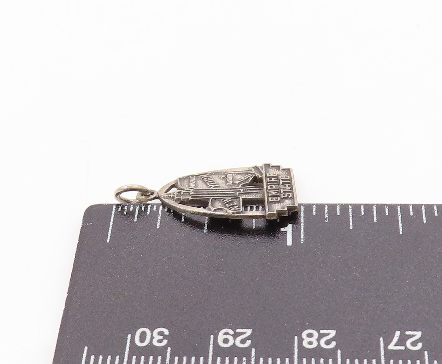 925 Sterling Silver Vintage Pendant New York Empire State Souvenir Charm PT24679