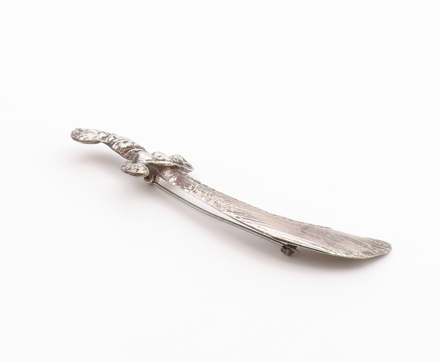 925 Sterling Silver  Vintage Shiny Rustic Dagger Motif Brooch Pin  BP3230