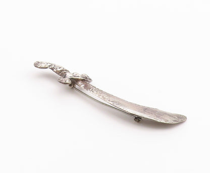 925 Sterling Silver  Vintage Shiny Rustic Dagger Motif Brooch Pin  BP3230