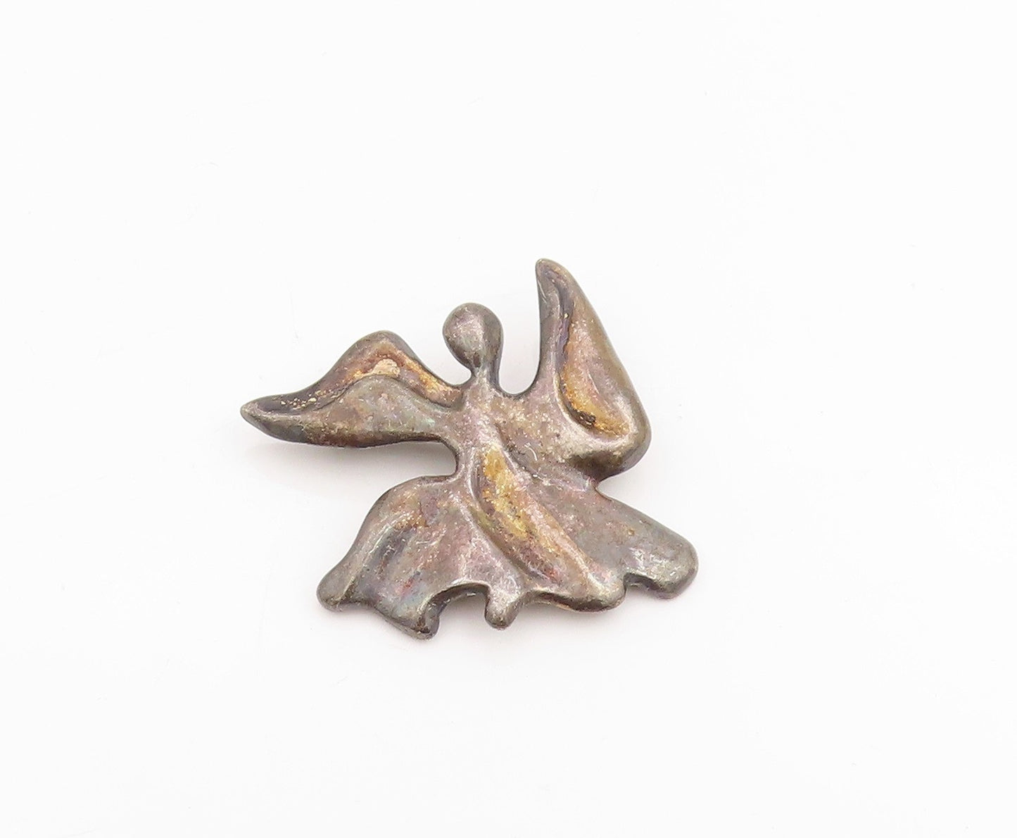 925 Sterling Silver Vintage Brooch Dark Tone Angel With Wings Of Hope   BP11982