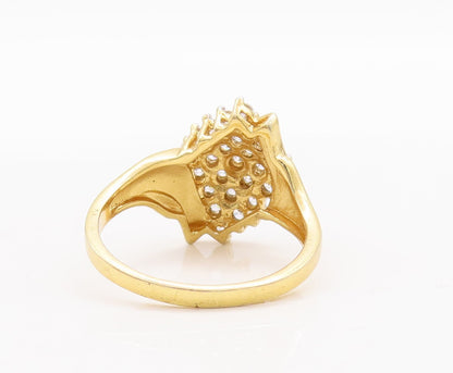 925 Sterling Silver Vintage Ring Gold Plated Designer CZ Inlay  Sz 11  RG28831