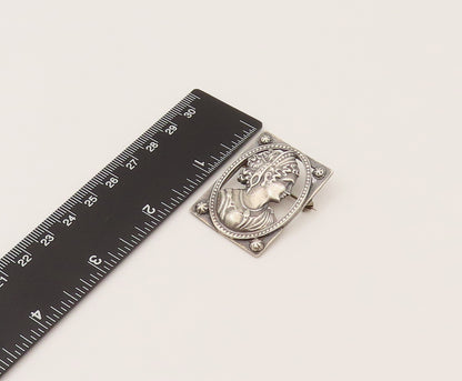 925 Sterling Silver  Vintage Woman's Side Profile Cutout Brooch Pin  BP10202