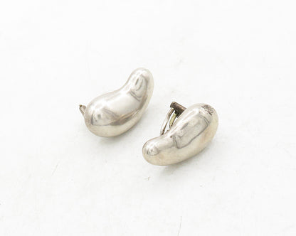 TIFFANY & CO. 925 Silver  Vintage Smooth Bean Shape Non Peirce Earrings EG6565