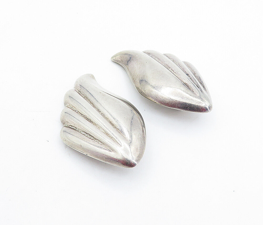 MEXICO 925 Sterling Silver  Vintage Hollow Fluted Non Pierce Earrings  EG2807