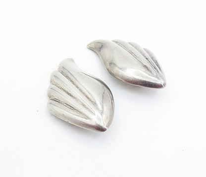 MEXICO 925 Sterling Silver  Vintage Hollow Fluted Non Pierce Earrings  EG2807