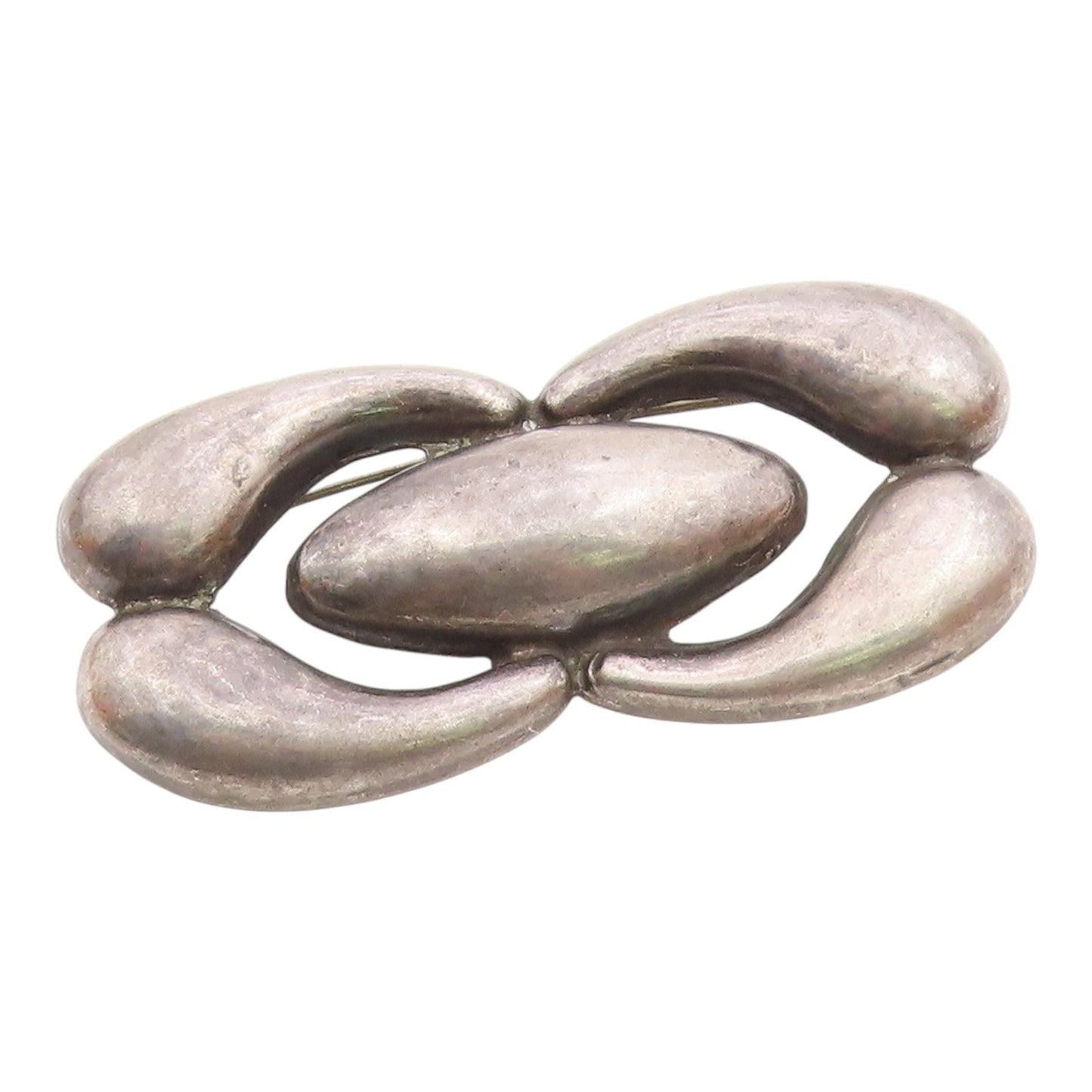 MEXICO 925 Sterling Silver  Vintage Antique Hollow Smooth Brooch Pin  BP7556