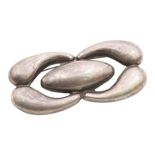 MEXICO 925 Sterling Silver  Vintage Antique Hollow Smooth Brooch Pin  BP7556