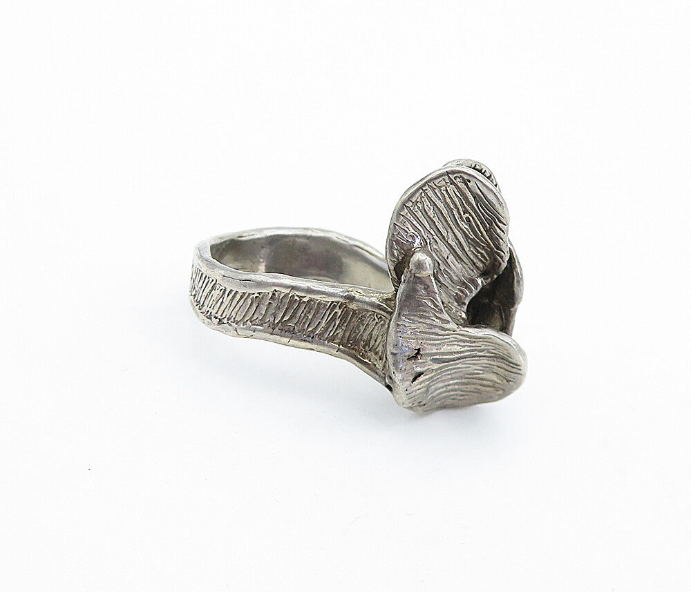 925 Sterling Silver  Vintage Modernist Sculpted Oxidized Band Ring Sz 7 RG4750
