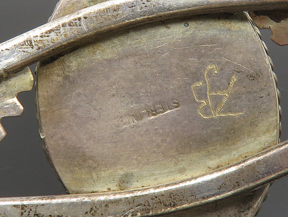 NAVAJO 925 Silver  Vintage Twisted Rope Split Shank Leaf Cuff Bracelet  BT9374
