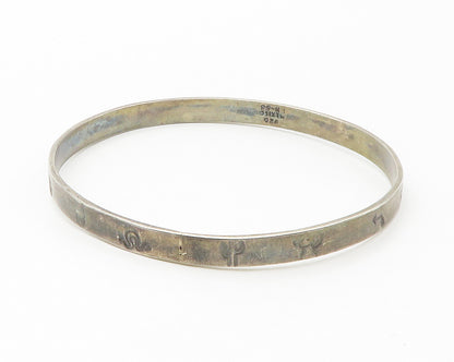 MEXICO 925 Sterling Silver  Vintage Etched Pattern Bangle Bracelet  BT5656