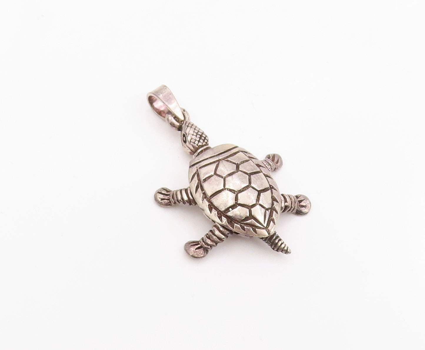 925 Sterling Silver Vintage Pendant Modernist Sea Turtle Charm Moves  PT26059