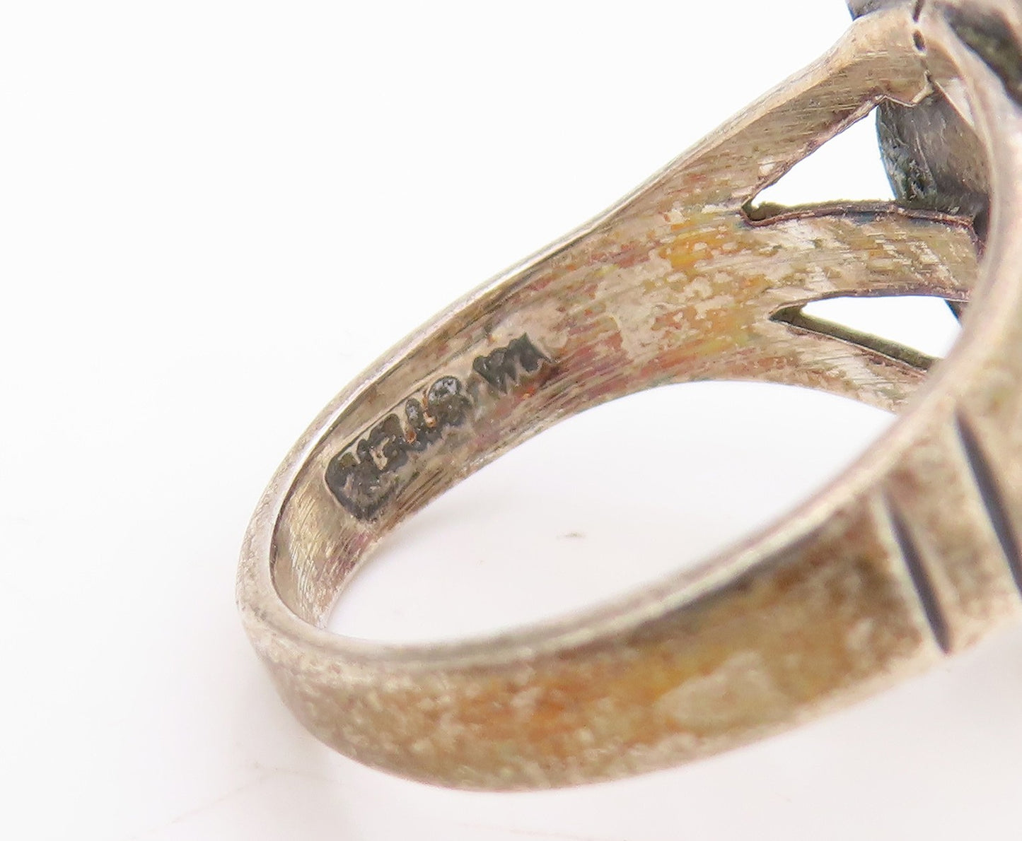 925 Sterling Silver Vintage Ring WHEELER Cat Eye Statement Band  Sz 5  RG34584