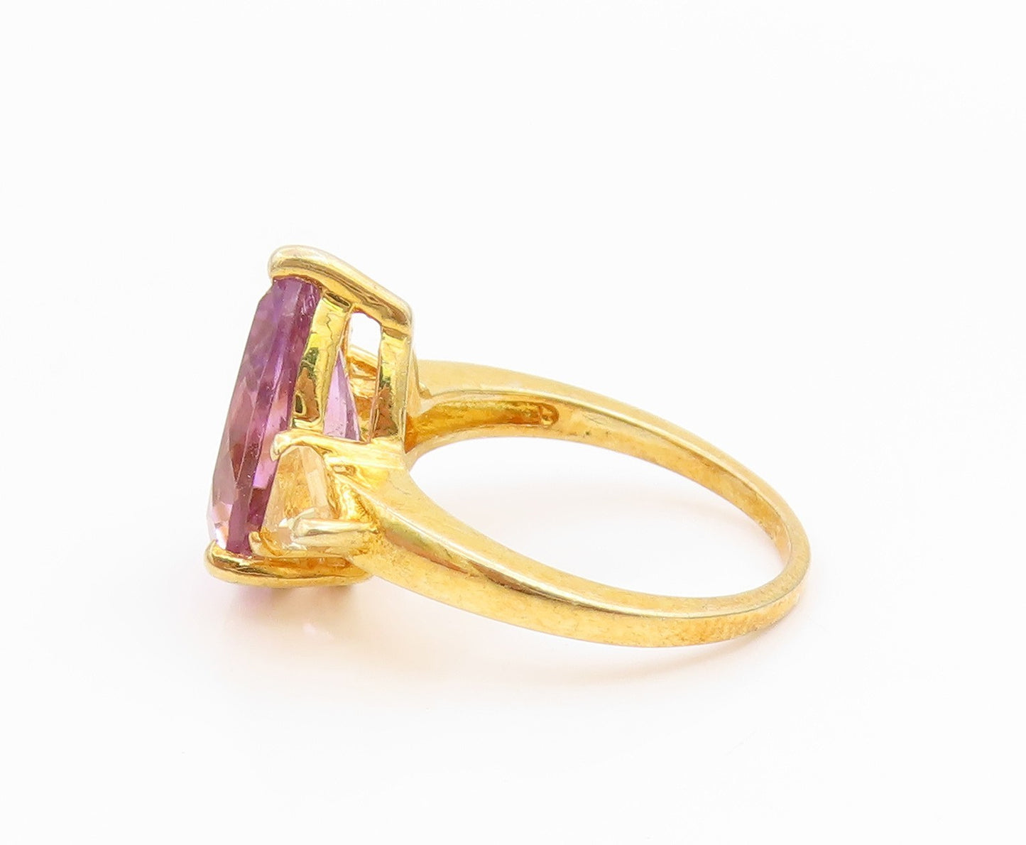 925 Sterling Silver Vintage Ring Gold Plated Amethyst & Citrine  Sz 6.5  RG36126