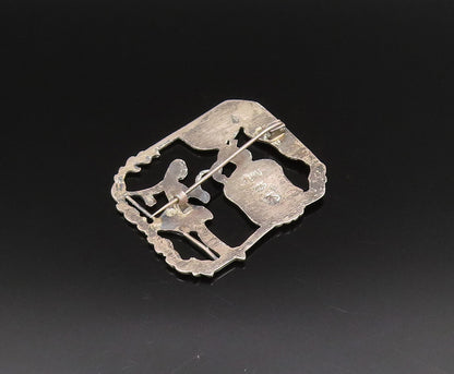 PERU 925 Silver  Vintage Antique Royal Dancing Cutout Brooch Pin  BP9876