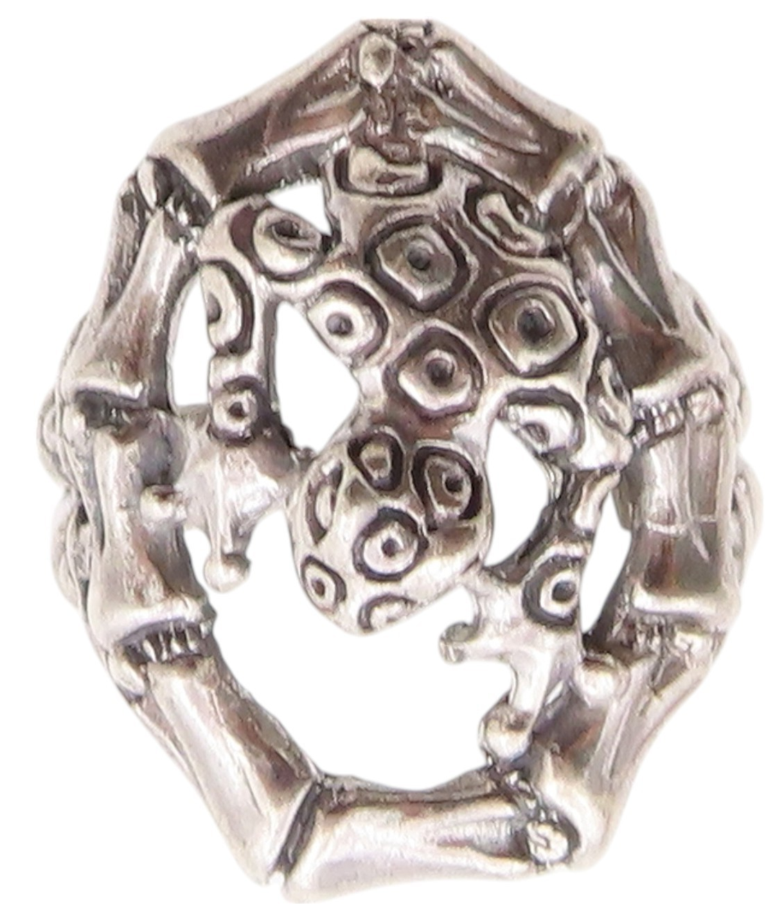 925 Sterling Silver Vintage Ring Modernist Lizard Bamboo Cutout  SZ 6.5  RG32296