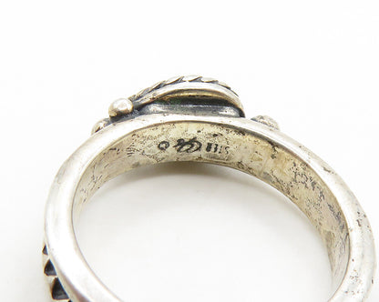 CAROLYN POLLACK 925 Silver  Vintage Tear Drop Malachite Band Ring Sz 6 RG19595