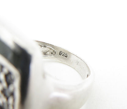 925 Sterling Silver  Jasper & Cubic Zirconia Cocktail Ring Sz 6.5  RG6048