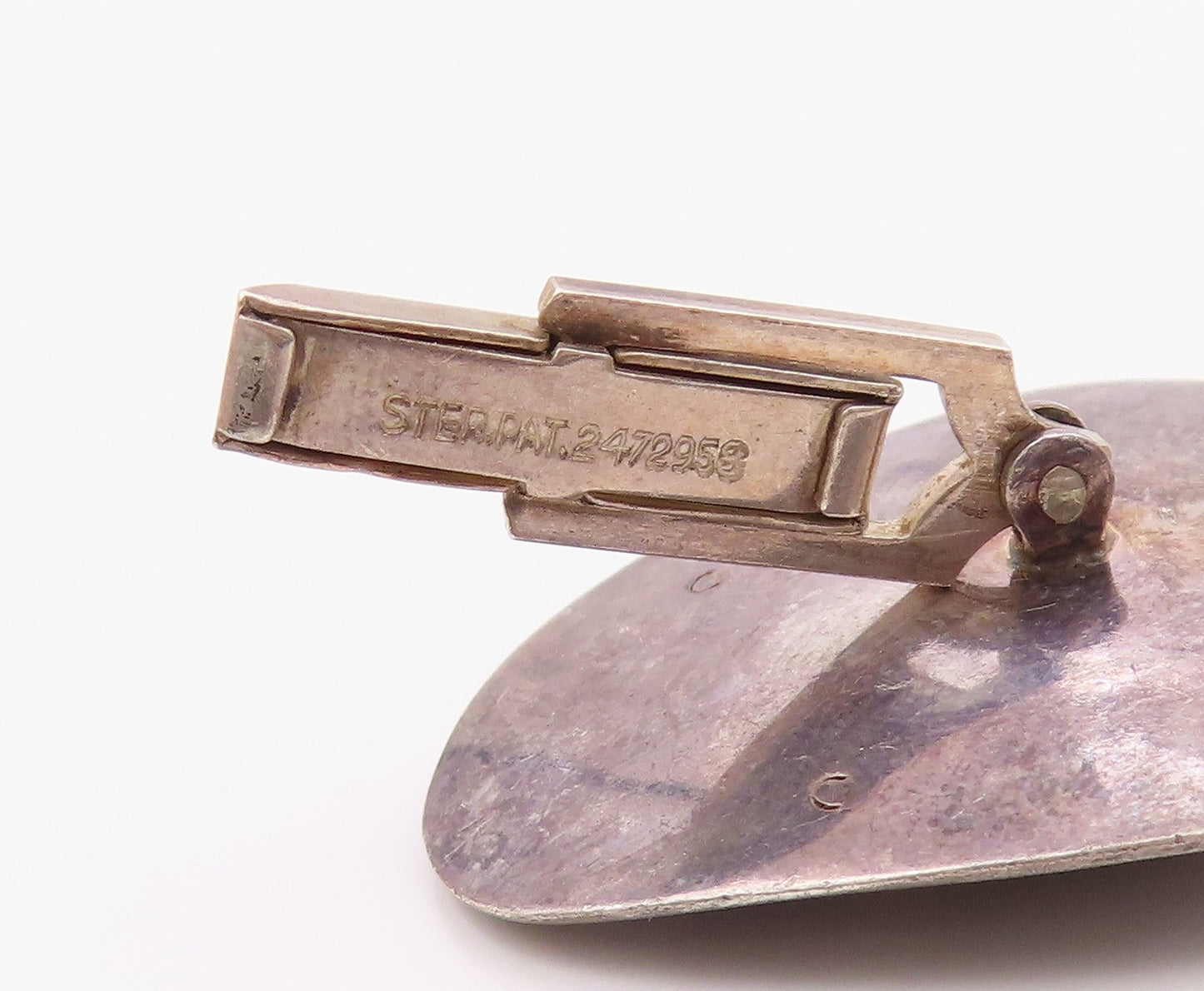 925 Sterling Silver  Vintage Prong Set Jasper Dark Tone Cuff Links  TR1732