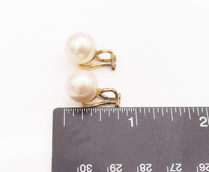 925 Sterling Silver Vintage Earrings MAJORICA Gold Plated Pearls Beaded  EG12976