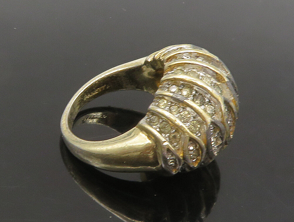 PANETTA 925 Silver  Vintage Shiny White Topaz Dome Band Ring Sz 6.5  RG23946