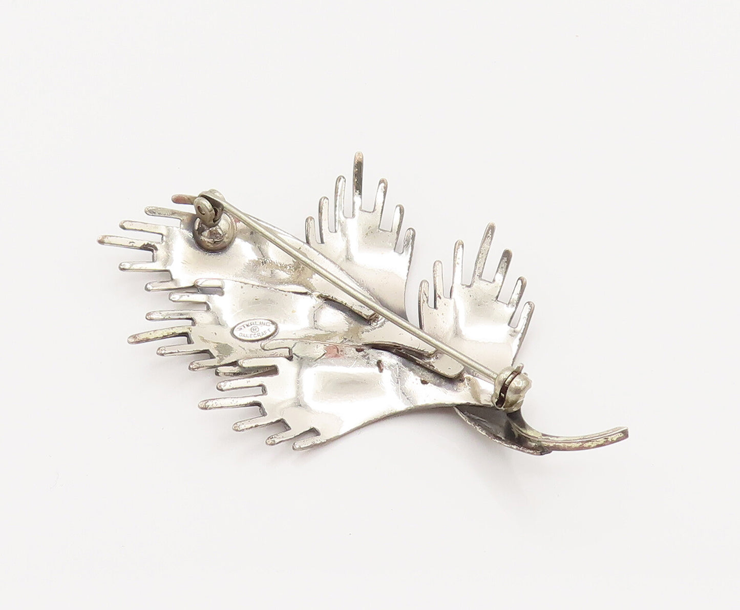 DANECRAFT 925 Sterling Silver Vintage Plant Leaves Motif Brooch Pin BP10178