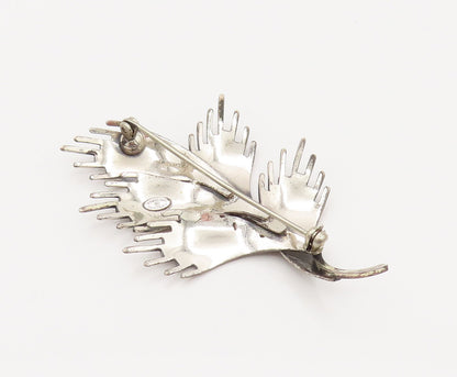 DANECRAFT 925 Sterling Silver Vintage Plant Leaves Motif Brooch Pin BP10178