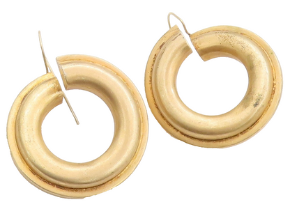 925 Sterling Silver Vintage Earrings Gold Plated POMERANTZ Open Hoops  EG13565