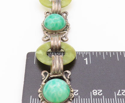 925 Sterling Silver Vintage Bracelet Gemstone Half Sphere & Rings  BT11245